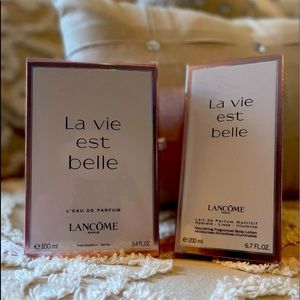 Lancôme “La vie est belle” perfume and body lotion.
